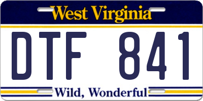 WV license plate DTF841