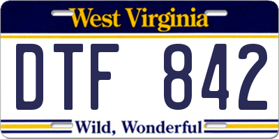 WV license plate DTF842