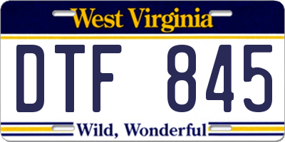 WV license plate DTF845