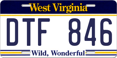 WV license plate DTF846