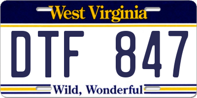 WV license plate DTF847