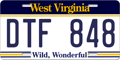 WV license plate DTF848