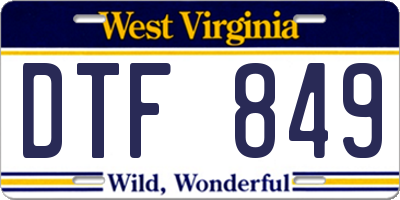 WV license plate DTF849