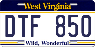 WV license plate DTF850