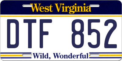 WV license plate DTF852