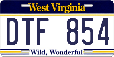 WV license plate DTF854