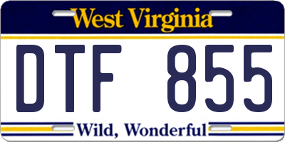 WV license plate DTF855