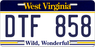 WV license plate DTF858