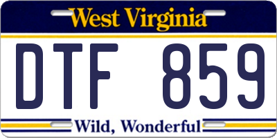 WV license plate DTF859