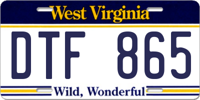 WV license plate DTF865