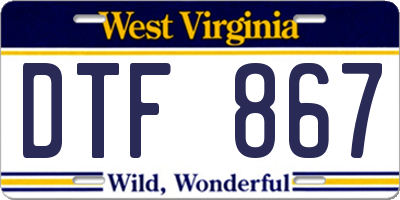 WV license plate DTF867