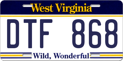 WV license plate DTF868