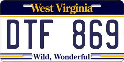 WV license plate DTF869