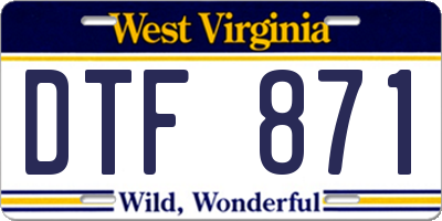 WV license plate DTF871