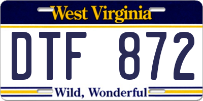 WV license plate DTF872