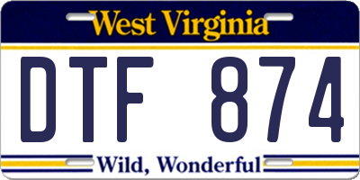 WV license plate DTF874