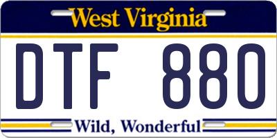 WV license plate DTF880