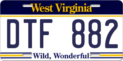 WV license plate DTF882