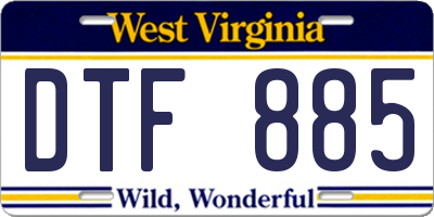 WV license plate DTF885