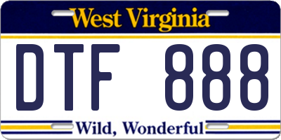 WV license plate DTF888