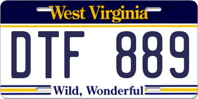 WV license plate DTF889