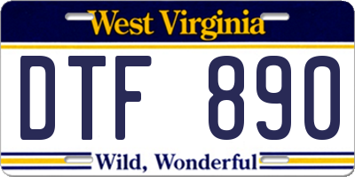 WV license plate DTF890