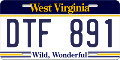 WV license plate DTF891