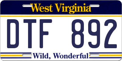 WV license plate DTF892