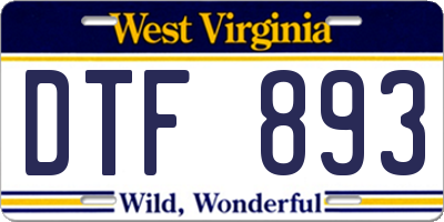 WV license plate DTF893