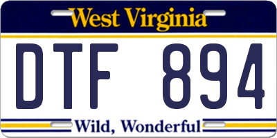 WV license plate DTF894