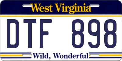 WV license plate DTF898