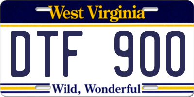 WV license plate DTF900