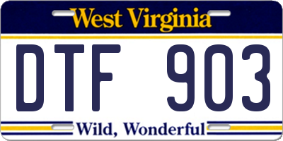 WV license plate DTF903