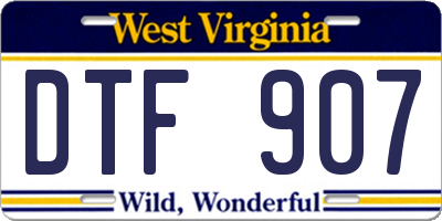 WV license plate DTF907