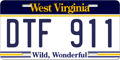 WV license plate DTF911