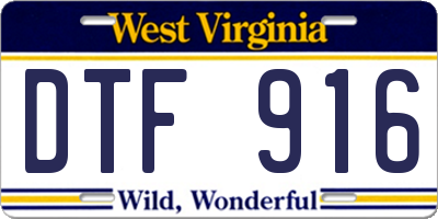 WV license plate DTF916