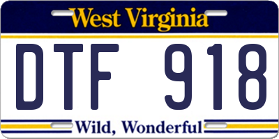 WV license plate DTF918