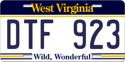 WV license plate DTF923