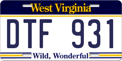 WV license plate DTF931