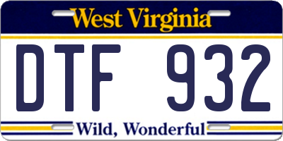 WV license plate DTF932