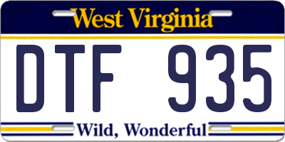 WV license plate DTF935