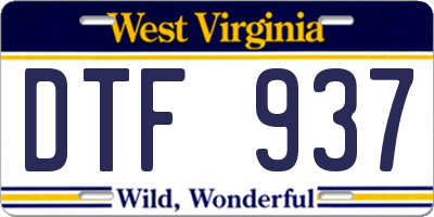 WV license plate DTF937
