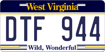 WV license plate DTF944