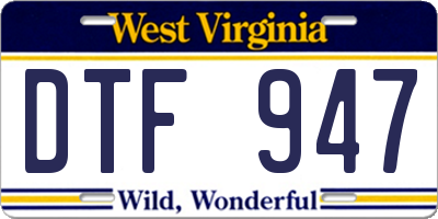 WV license plate DTF947