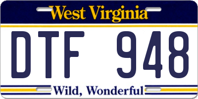 WV license plate DTF948