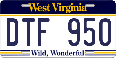 WV license plate DTF950