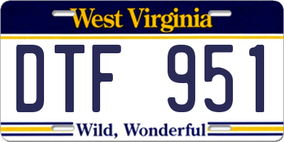 WV license plate DTF951