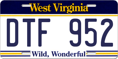 WV license plate DTF952