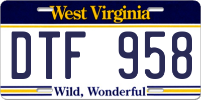 WV license plate DTF958