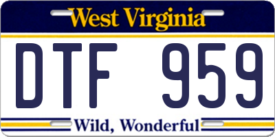 WV license plate DTF959